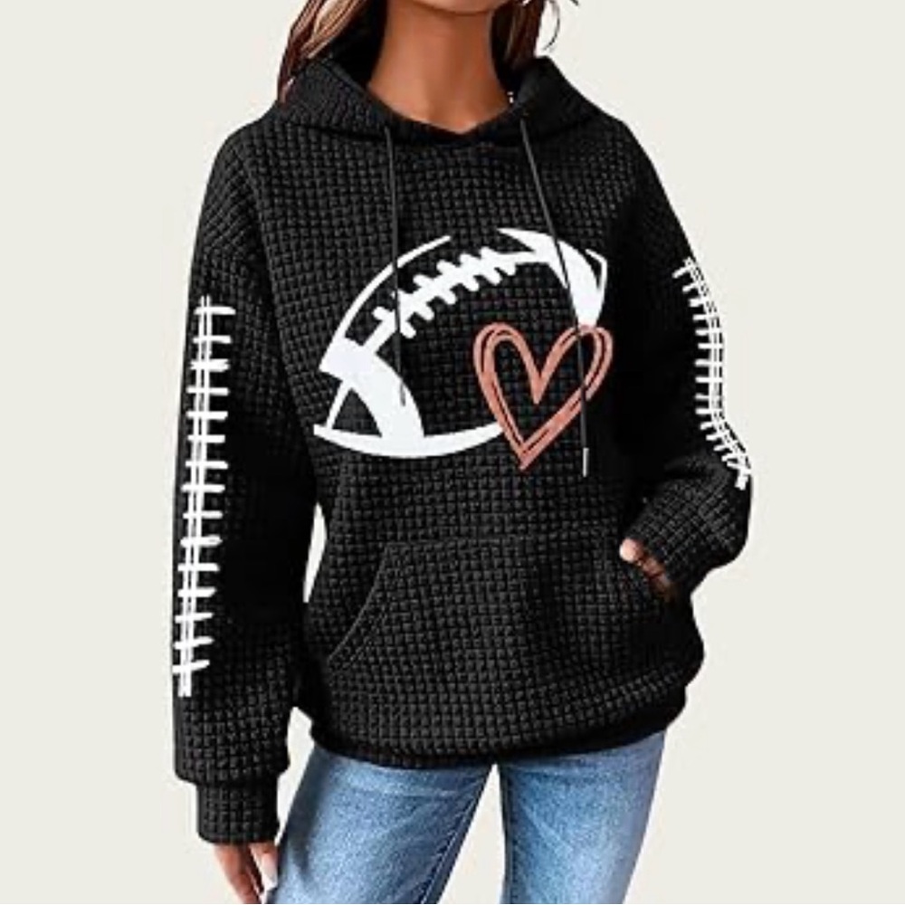 Black Waffle Knit Hoodie